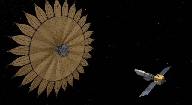 An artist's conception of a starshade mission