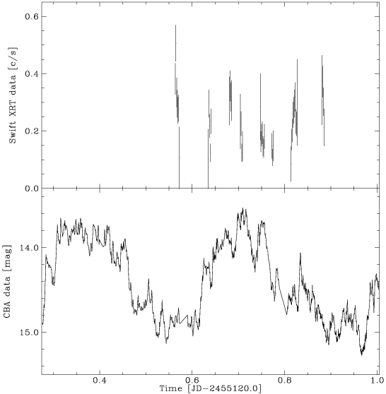 X-ray and CBA light curves of TT Ari