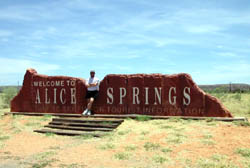 Eric at Alice Springs Welcome Sign