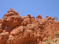 The rock formations at the top of Glen Helen Gorge