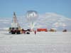 Helium truck filling balloon in Antarctica