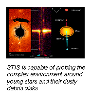 STIS is capable of probing the complex environment around young stars and their dusty debris disks