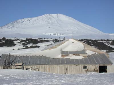 Scott's Hut with Mount Erebus in the background