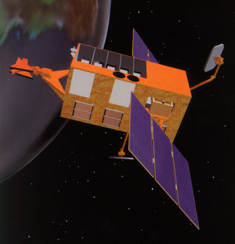 Picture of RXTE in orbit around earth