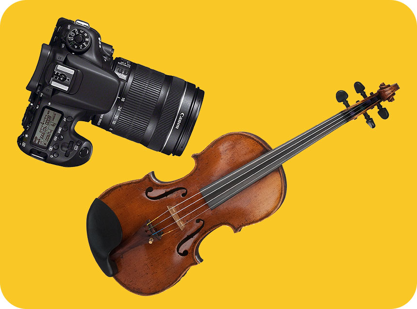 camera,violin