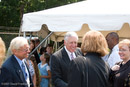 Steny Hoyer greets Laurie Leshin (Ed Weiler at left, Shana Dale at right) -- Ground-Breaking Ceremony for Exploration Sciences Building (Bldg 34) at NASA/GSFC
