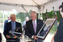 Presentation of image of Hurricane Isabel (2003) to Steny Hoyer (shown with Ed Weiler) -- Ground-Breaking Ceremony for Exploration Sciences Building (Bldg 34) at NASA/GSFC