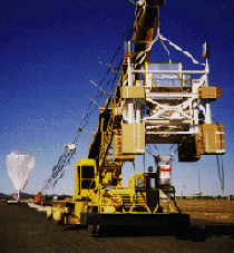 photo: GRIS Balloon being filled behind the crane