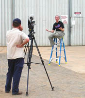 Louis Barbier being interviewed