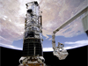 Image of the Hubble Space Telescope in orbit with the Space Shuttle