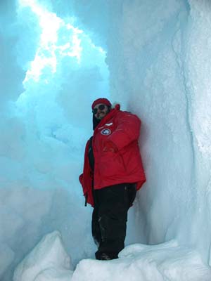 Standing in the ice cave