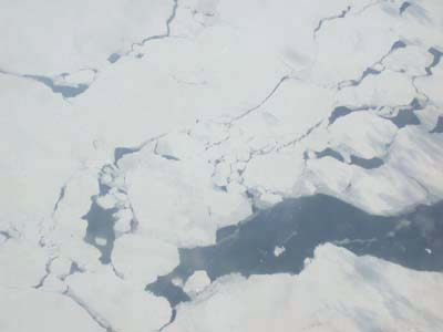 Looking down on pack ice from C-141