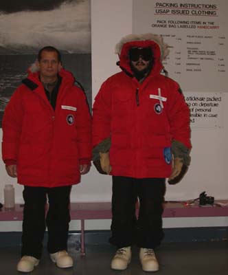 Suiting up for flight to McMurdo