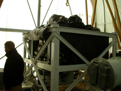 The TIGER instrument inside the Weatherport
