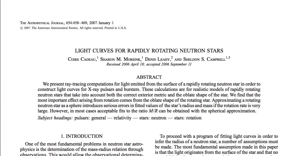 Sample pulsar research paper