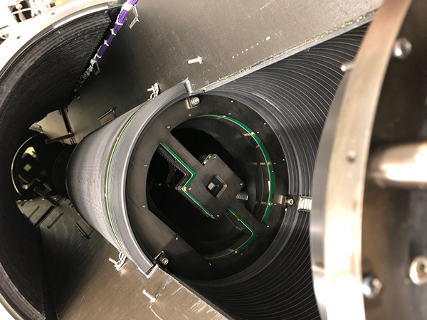 A photo taken from NG-FORTIS telescope before the space launch, showing NGMSA Big θ assembly located in the telescope.
